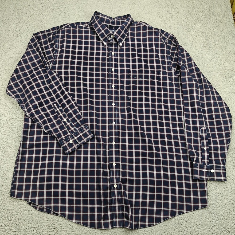 Brooks Brothers Shirt Mens 3XLT Blue Plaid Non Iron Supima Long Sleeve Button Up